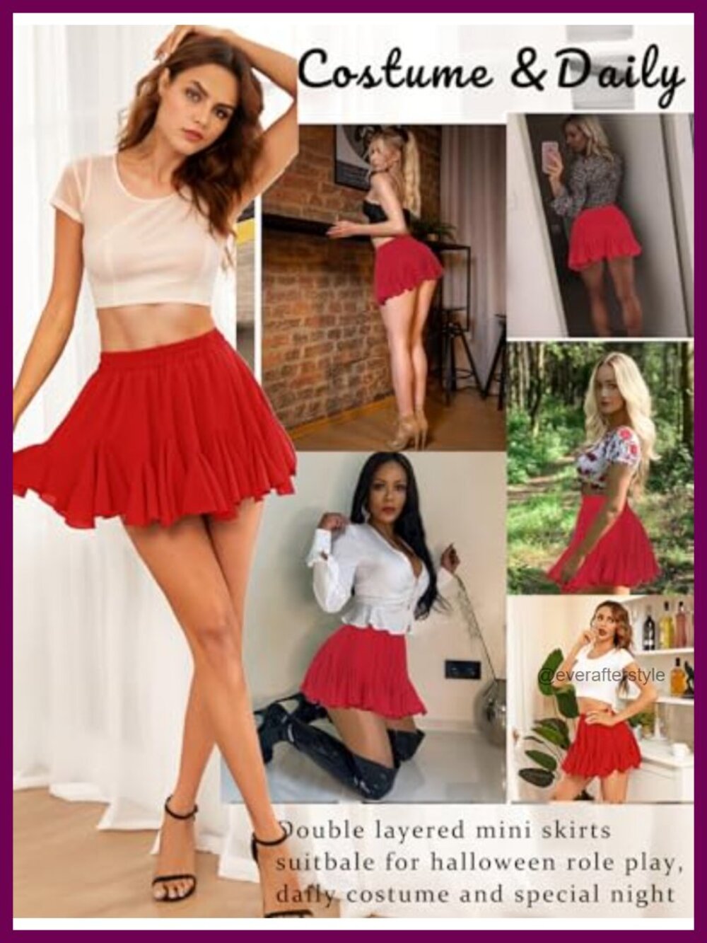 Pleated Ruffle Mini Skirt Flowy Tennis Rave Outfit - Picture 3 of 6